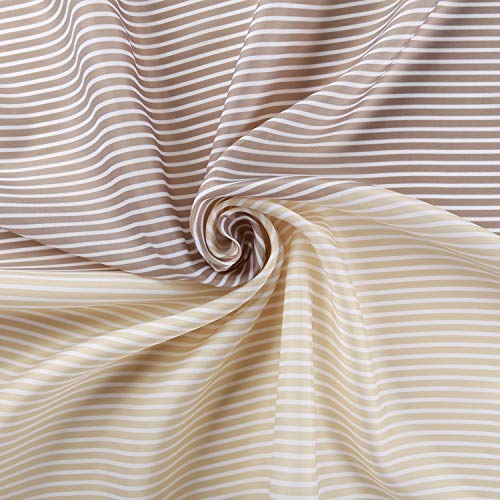 Stall Shower Curtain Tan for Bathroom, Gold Brown White Neutral Stripes Cloth Fabric Set with 6 Hooks, 36" W×72" H Inch - color: Beigetan, size: 36"W x 72"L (Pack of 1)