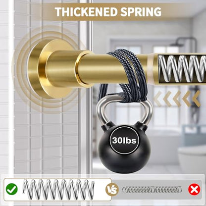 ZYRW Shower Curtain Rod 36-84 Inches (3-7ft) Non Rust Adjustable Shower Rod Spring Tension Non Slip No Drilling Stainless Steel Shower Rods for Bathroom Window - color: Brushed Gold, size: 36"-84"