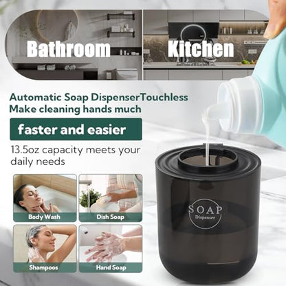 2 Pack Automatic Soap Dispenser, Touchless Automatic Liquid Soap Dispenser, Electric Wall Mounted Dispenser, 13.5oz/380ML USB Rechargeable with 4-Level Adjustment for Bathroom, Kitchen & Office - color: Black, size: Liquid