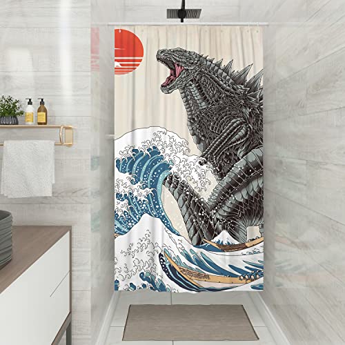 Funny Small Shower Stall Curtain Set, Fun Anime Monster Narrow Stand up Shower Curtains for Bathroom Cool Asian Japanese Bathroom Decor Polyester Fabric-36" x 72" - size: 36"W x 72"L (Pack of 1)