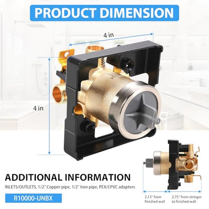 R10000-UNBX MultiChoice Tub and Shower Rough-In Valve Body, 1/2-Inch | Fits Delta 13/14, 17 and 17T Series Trim Kits; Universal Inlets Support PEX, Copper and CPVC Connections - style: R10000-UNBX