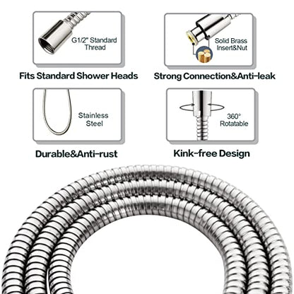 BRIGHT SHOWERS High Pressure Shower Head Combo with Two Spray Setting Fixed Shower Head and Two Spray Settings Handheld Shower Head with Grey Face, Brushed Nickel - color: Brushed Nickel, size: 2.5 Gallon Per Minute