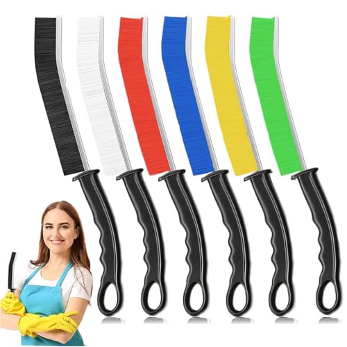 6Pcs Hard Bristle Crevice Cleaning Brush, Multifunctional Premium Crevice Cleaning Tool, Designed for Cleaning Narrow Spaces, Suitable for Toilet, Faucets, Kitchen, Grout,Colorful