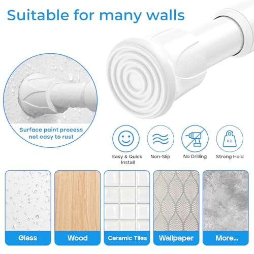 Tension Rod 28 to 48 inch, Adjustable Curtain Rods No Drilling Spring Rods Extendable Pressure DIY Tension Rod for Window Closet Kitchen, White - color: White, size: 28" to 48"-1Pc
