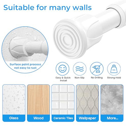 Tension Rod 28 to 48 inch, Adjustable Curtain Rods No Drilling Spring Rods Extendable Pressure DIY Tension Rod for Window Closet Kitchen, White - color: White, size: 28" to 48"-1Pc