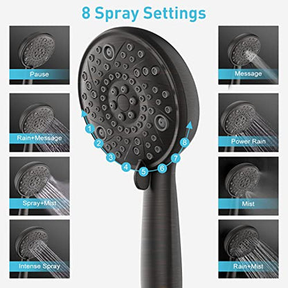 EMBATHER 8'' Shower System with Handheld Trim Kit, Oil Rubbed Bronze | 2-IN-1 Shower Faucet Set, 3-Mode Shower Head, 8-Setting Handheld Spray, Pressure-balanced Valve & Trim Kit - color: Oil Rubbed Bronze, size: 8 Inch