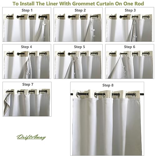 DriftAway Thermal Insulated Blackout Curtain Liner 2 Panels Each Liner Size 50 Inch by 68 Inch Rings Included - size: 50"W x 68"L (Pack of 2)