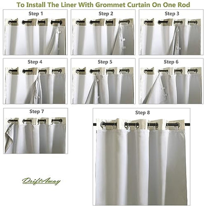 DriftAway Thermal Insulated Blackout Curtain Liner 2 Panels Each Liner Size 50 Inch by 68 Inch Rings Included - size: 50"W x 68"L (Pack of 2)