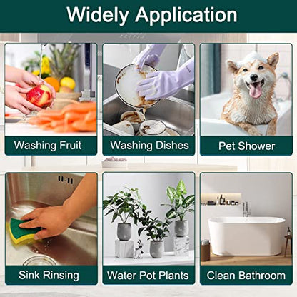 Kitchen Faucet Sink Sprayer Attachment Set,3 Modes Sink Sprayer Replacement Head with Stainless Steel Hose,Faucet Aerator and Brass Diverter Valve (5 pcs Adapter) for Washing Fruit,Dishes and Hair1 - color: With Silver Hose