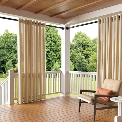Tension Curtain Rod，40-126.5IN(3.33-10.54Ft) 2PCS One-Click Fast Extension Rod Easy to Install Black Long Outdoor Curtain Rods No Drilling Never Rust - color: Black, size: 40-126.5 inch 2pcs