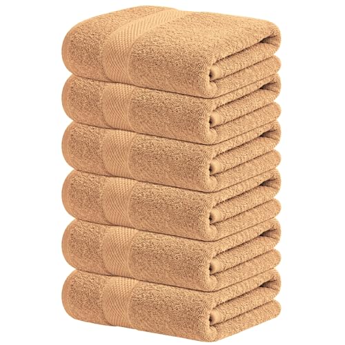 Infinitee Xclusives 100% Cotton Hand Towels for Bathroom - Set of 6 | Ultra Soft, Absorbent & Quick-Drying |16x28 inches| Luxury Hand Towel Set |600 GSM| Gym, Shower, Spa & Hotel Use - color: Cosmic Sand, size: Hand Towels - 6 Pack