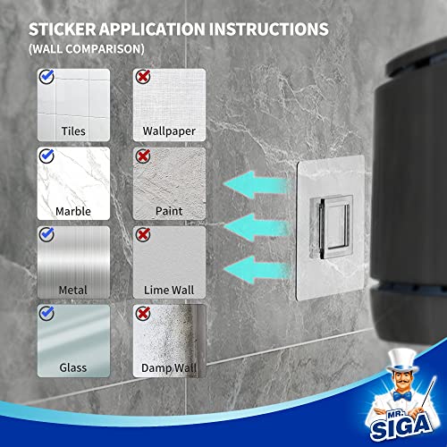 MR.SIGA Toilet Bowl Brush and Holder, Wall Mounted Toilet Brush, Black | Automatic lid design, sturdy handle, upgraded ventilation, flexible thermoplastic rubber head, easy to clean and dry quickly - color: Black, size: 4.8"L x 3.1"W x 15.7"H