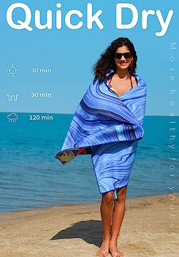 Widdonen Microfiber Beach Towel,Compact 71x32 Inch,Lightweight | Extra Large,Sand Free,Thin,Absorbent,Quick Dry for Camping,Hiking,Swim,Pool,Bath,Picnic,Gym,Cruise Essentials,Adult Gifts - color: Drift Sand Trippy
