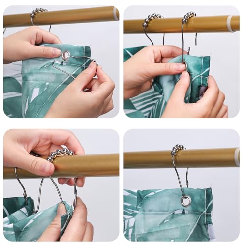 Shower Curtain Hooks, Rust Proof Stainless Steel Hooks for Bathroom Shower Rods, Polished Nickel, 12 Pcs - color: Polished Nickel