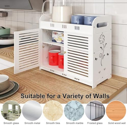 Self-Adhesive Wall Cabinet for Bathroom Kitchen, Over The Toilet Storage Shelves Organizer, Bathroom Floating Shelves, 3-Tier Wall Mount Storage Rack, Medicine Cabinet White one Size