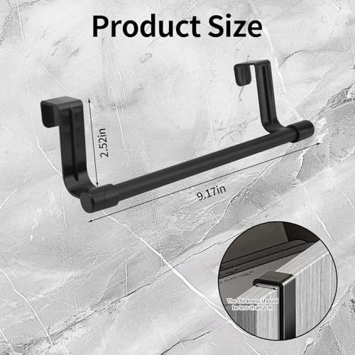 Over Door Towel Rack,Stainless Steel Kitchen Holder for Cabinet & Cupboard,Dish Towel Hanger Bar,Black - color: Black