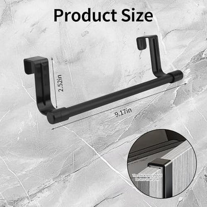 Over Door Towel Rack,Stainless Steel Kitchen Holder for Cabinet & Cupboard,Dish Towel Hanger Bar,Black - color: Black