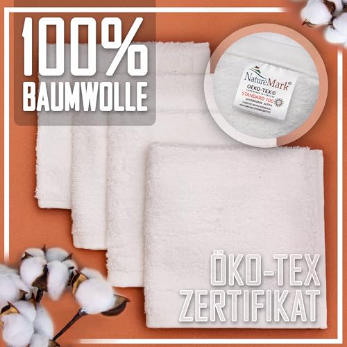 Set of 10 Washcloths Made of 100% Cotton - Soft and Absorbent Face and Hand Towels - Practical for Bathroom and Kitchen - 12 x 12 in (White) - color: White