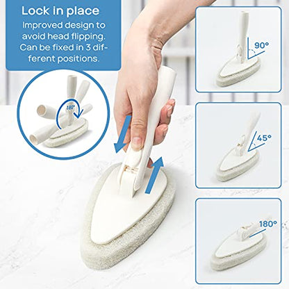 Qaestfy Shower Scrubber Cleaning Brush Combo Bath Tub Tile Cleaner Scrubber Brush with 51'' Adjustable Long Handle Scrub Brush for Bathroom Shower Bathtub Wall Mop Cleaning Scrubbing - color: White