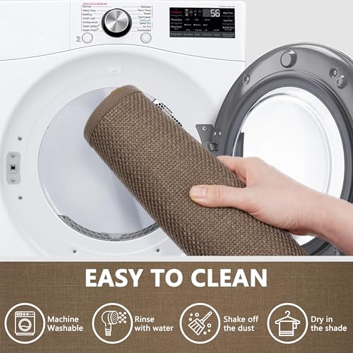 Ultra Thin Bathroom Rugs Non Slip Bath Mat 17" x 32" Bathroom Mat | Quick Dry Machine Washable Rugs Perfect for Shower, Camel - color: Dark Beige, size: Medium(17"x32")