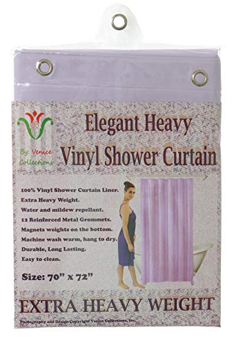 Venice Elegant Home Heavy Duty Vinyl Shower Curtain Liner with 12 Metal Grommets Lilac - color: Lilac