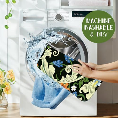 Fantasy Style Dish Drying Mat 23.6 X 17.7 Inch/60 X 45 cm Microfiber Polyester Cotton Green Leaves Absorbent Draining Pad Heat Resistant Coffee Bar Counter Mat with Hanging Loop Green - style: Tropical plants
