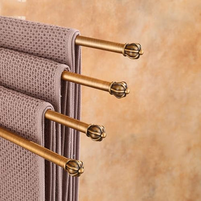 ZHOUXIAO Gold Bathroom Swing Out Towel Bar Holder Hook Wall-Mounted/Swivel Towel Rack Hanger Organizer for Bathroom, Vintage Towel Bar Folding Arm Swivel Hanger Bathroom STO 5Bars