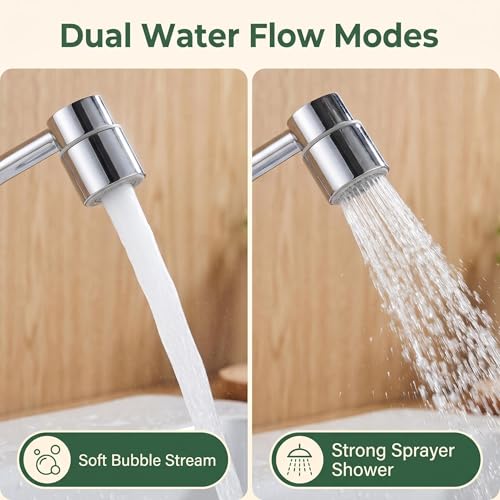 ANIS·KEBBR 1080° Rotating Faucet Extender Dual Mode Splash Proof Water Saving Aerator for Kitchen Bathroom Sink