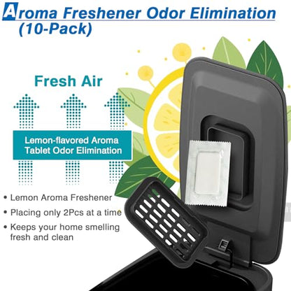 Small Bathroom Trash Can with Air Freshener Soft Close Lid, 6 Liter/ 1.6 Gallon Stainless Steel Garbage Can with Removable Inner Bucket, Step Pedal, Slim Wastebasket for Bedroom, Toilet, Office,Black - color: Black/1.6 Gal