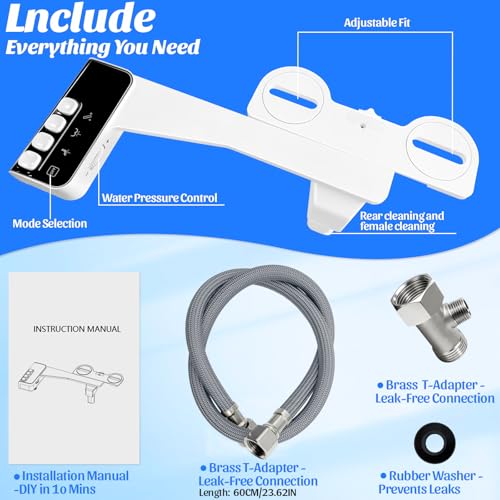 Bidet Attachment for Toilet,Non-Electric Bidet Attachments with Independent Adjustable Water Pressure,Retractable Self-Cleaning Nozzles for Feminine and Rear Washing-Black - color: A3-Bidet Attachment