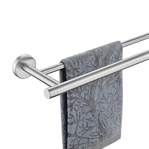 JQK Double Towel Bar, 15 Inch 304 Stainless Steel Thicken 0.8mm Towel Rack Holder for Bathroom Washcloths and Hand Towels, Brushed Wall Mount, Useable Length 12 Inch, TB100L12-BN - color: Brushed Stainless Steel, size: 15 Inch
