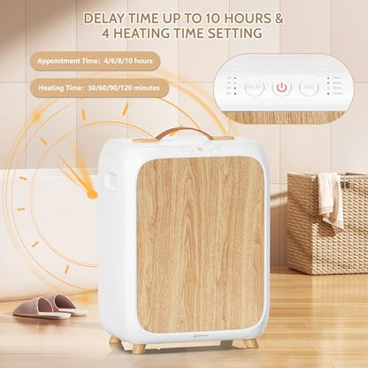 Keenray Towel Warmer Bucket, Luxury Rectangle Towel Warmer for Bathroom with Timer & Delay, Customized Fragrance, Child Lock, Fits 2 Large Towels, Blankets, Bathrobes, Ideal Gift for Him & Her(Wood) - color: White/Wood Color