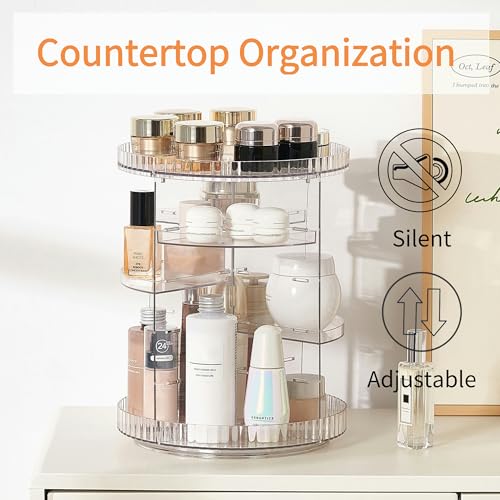 vacane Clear Rotating Makeup Organizer,8 Adjustable Layers Vanity Organizer Skincare Storage,Cosmetic Display Case 360° Stabilizly Spinning Multi-Function Storage for Bathroom and Bedroom Countertop - size: Tall | 8 Tier