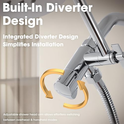 TRUSTMI Shower Arm Diverter with 10 Inch Adjustable Arm to High Rise or Lower Shower Head Combo Offset, Stainless Steel, Polished Chrome - color: Chrome