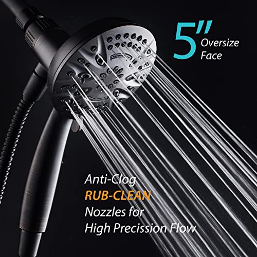 AquaDance New Magnetic Docking 8-setting High Pressure Handheld Shower Head | Space-age Magnetic Guidance Bracket System, Giant 5-inch Face, Extra-long 72-inch Stainless Steel Hose - Bronze - color: Oil Rubbed Bronze