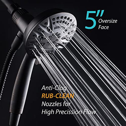 AquaDance New Magnetic Docking 8-setting High Pressure Handheld Shower Head | Space-age Magnetic Guidance Bracket System, Giant 5-inch Face, Extra-long 72-inch Stainless Steel Hose - Bronze - color: Oil Rubbed Bronze