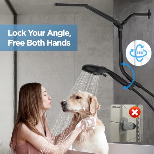 Dual Handheld Shower Head Combo, 2-in-1 Rain Shower Heads System Wide Rainfall Shower Head and 10 Modes High Pressure Hand Held Showerhead with Built-in Power Wash - color: Matte Black, size: 10 Inch Standard