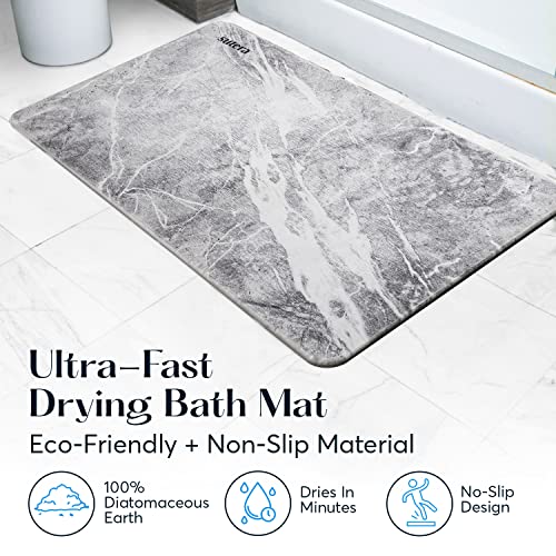 Stone Bath Mat for Bathroom, Dries in Seconds - Diatomaceous Earth, Granite | Super absorbent, quick-drying & easy to clean. Natural material that lasts — restores with light sanding. - color: Granite