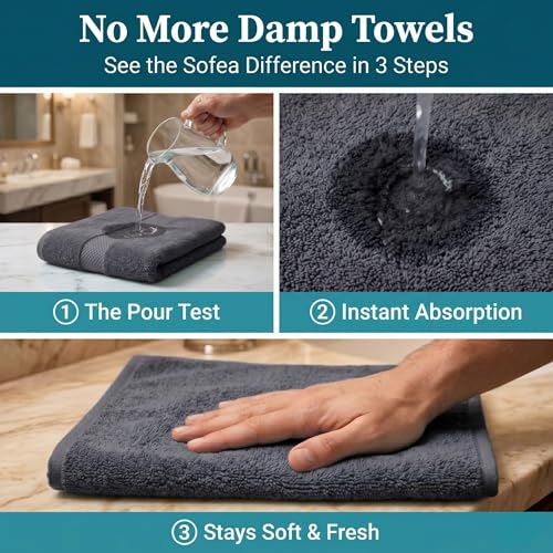 Sofea Hand Towels 6 Pack (16 x 28 Inches) 100% Cotton Bathroom Towels, Soft Absorbent Quick Dry Hand Towels for Bathroom Kitchen - color: Dark Grey