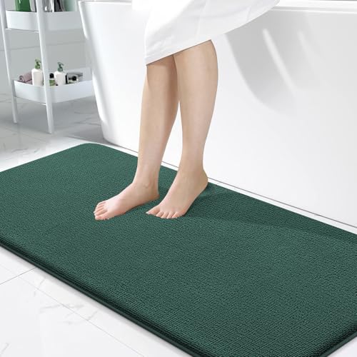 OLANLY Memory Foam Bathroom Runner Rugs 47x24, Long Mats, Blackish Green | Soft Quick Dry Bath Rugs, Non-Slip, Absorbent Machine Washable Mat for Bathroom Floor, Tub and Shower, Home Decor Accessories - color: Blackish Green, size: 47" X 24"