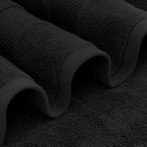 White Classic Luxury Bath Towel Set of 8 Pieces - 100% Turkish Cotton Highly Absorbent Towels for Bathroom, 2 Luxury Bath Towels 700GSM, 2 Hand Towels, 4 Washcloths, Black - color: 04: Black