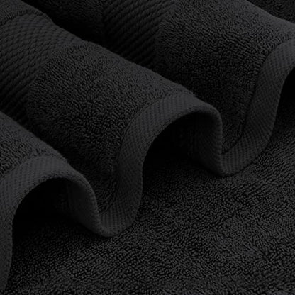 White Classic Luxury Bath Towel Set of 8 Pieces - 100% Turkish Cotton Highly Absorbent Towels for Bathroom, 2 Luxury Bath Towels 700GSM, 2 Hand Towels, 4 Washcloths, Black - color: 04: Black