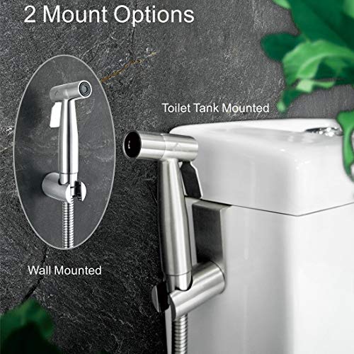 VENETIO Handheld Bidet Sprayer for Toilet Seat with Anti-leaking Hose, Toilet or Wall Mounted, Multi-function for Baby Cloth Diaper Sprayer, Shattaf Sprayer, Pets Shower - 304 Stainless Steel Material