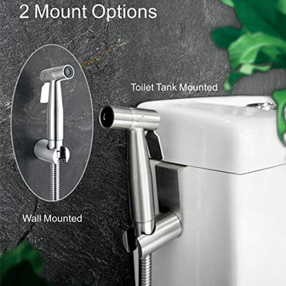 VENETIO Handheld Bidet Sprayer for Toilet Seat with Anti-leaking Hose, Toilet or Wall Mounted, Multi-function for Baby Cloth Diaper Sprayer, Shattaf Sprayer, Pets Shower - 304 Stainless Steel Material