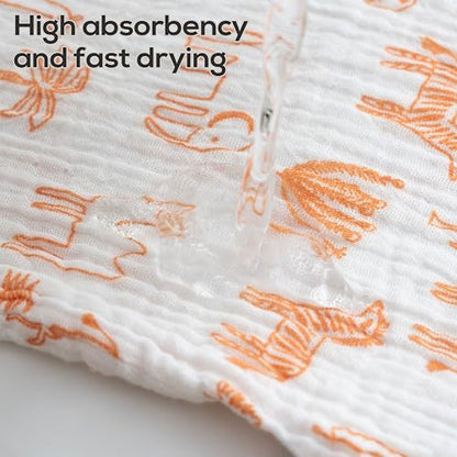 Muslin Baby Washcloths for Newborns, Pack of 8, 11"x11", Super Soft Cotton, Absorbent and Gentle, Baby Cotton Wipes, Baby wash Cloths - color: Rust and Jungle
