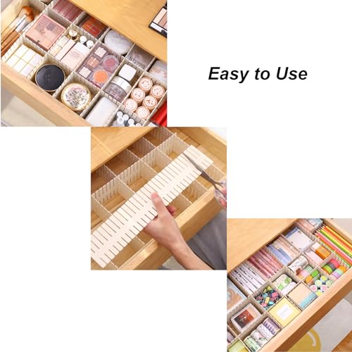 Onerbuy 8pcs Adjustable Grid Drawer Dividers DIY Plastic Closet Separator Tidy Organizer Container for Underwear Socks Belt Office Supplies(Beige) - color: Beige