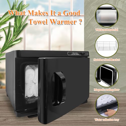 Hot Towel Warmer, 8L Facial&Spa Towel Warmer Auto Reheat, Black | Fast Heating, Hot Towel Cabinet for Estheticians, Professional Towel Warmer for Spa, Salon, Beauty, Barber, Massage, Home