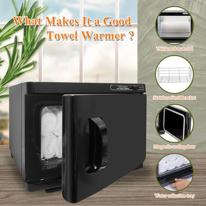 Hot Towel Warmer, 8L Facial&Spa Towel Warmer Auto Reheat, Black | Fast Heating, Hot Towel Cabinet for Estheticians, Professional Towel Warmer for Spa, Salon, Beauty, Barber, Massage, Home