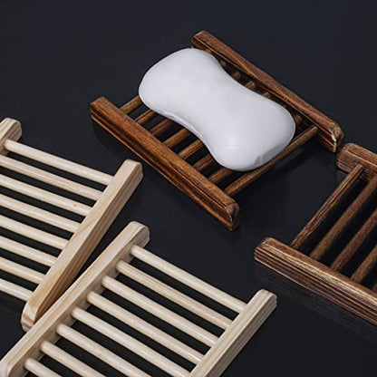 Ru S 10 Piece Home Bamboo Wood Soap Holder, Bathroom Wooden Soap Case, Hand Craft Bathtub Shower Dish Accessories (Charcoal and Wooden) - color: Charcoal and Wooden-10 Pcs