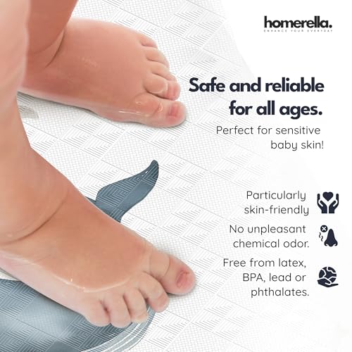 homerella Bathtub Mat Non Slip Kids 40x16 Baby Bath Mat Non Slip Anti Mold | 100% BPA Free, Non Toxic, Mildew Resistant, Machine Washable, Extra Long Kids Bath Mat for Tub Non Slip, Toddler Bath Mat - color: Friends Aqua, size: 40" x 16" (Rectangular)